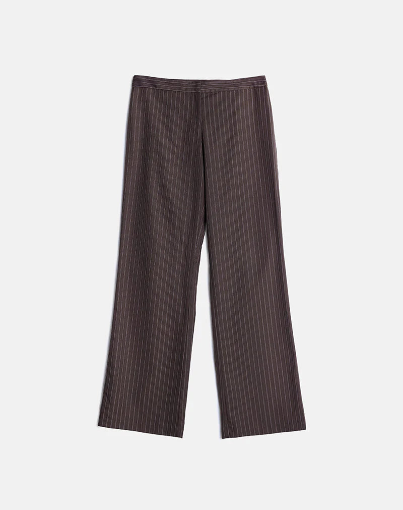 Slim Trouser in Stripe Chocolate Brown