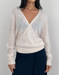 Plunge Wrap Top in Knit Ecru